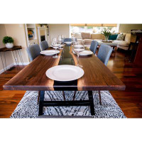 Brick Mill Craft Furniture Walnut Epoxy Dining Table - X-Shaped