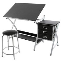 Latitude Run® Drafting Table With Stool, Adjustable Drawing Desk For Office