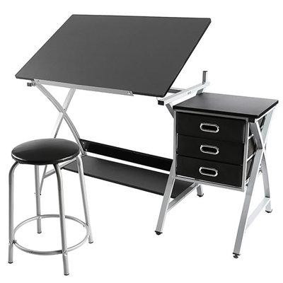 Latitude Run® Drafting Table With Stool, Adjustable Drawing Desk For Office in Desks