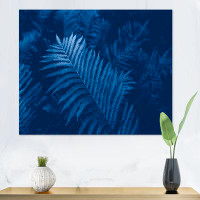 East Urban Home Blue Macro Of Tropical Fern Plant Shrub Leaves - Print on Canvas