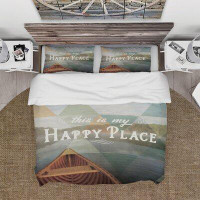 East Urban Home Lake House Happy Quote Duvet Cover Set
