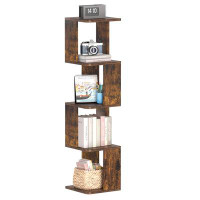KOVOME Small Bookshelf For Small Spaces,Industrial 4 Tier Bookcase,Short Narrow Bookshelves ,Rustic Brown