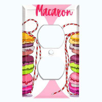 WorldAcc Metal Light Switch Plate Outlet Cover (Macaron Love - Single Duplex)