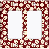 WorldAcc Metal Light Switch Plate Outlet Cover (Coffee Beans White Mocha Brown - Double Rocker)
