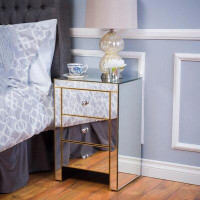 Everly Quinn Skakli 3 Drawer Mirrored End Table