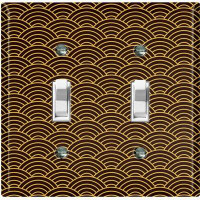 WorldAcc Metal Light Switch Plate Outlet Cover (Japanese Yellow Black Sea Wave Pattern   - Single Toggle)
