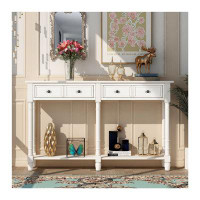 Darby Home Co Ivory White Console Table Sofa Table Easy To Assemble With Two Storage Drawers