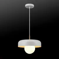 Globe Electric Company Jackie 1-Light Matte White Pendant With Matte Brass Accents And White Cloth Cord