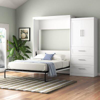 Wade Logan Arlex Queen Murphy Bed and Shelving Unit with Doors and Drawers (101W)