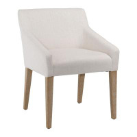 Hokku Designs Galimberti Linen Sloped Track Arm Dining Chair in White