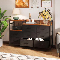 Rebrilliant Latitude Run® Dresser With Charging Station, Wide Dresser 52'' Long Dresser For Bedroom Dresser With 8 Drawe