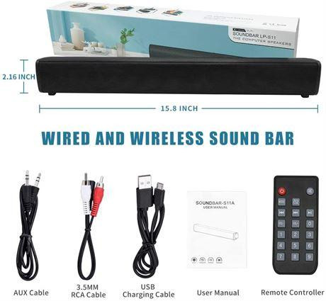 Sound Bar for TV Soundbar with Dual Built-in Subwoofer 15.8 Inch 3D in Video & TV Accessories in Ontario