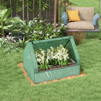 Mini Greenhouse with Planter Box 49.2" L x 37.4" W x 36.2" H Green and Silver