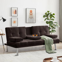 Ebern Designs Multi functional Sofa Bed with Adjustable backrest and convenient cupholders, for Living Room