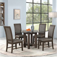 New Classic Cityscape 52" Round Glass Top Dining Table Set With 4 Chairs