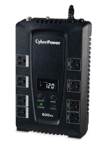 CyberPower Intelligent LCD CP600LCD 600 VA Desktop UPS - 600VA 340W - 2 Minute Full Load - 4 x NEMA 5-15R - Battery Surg