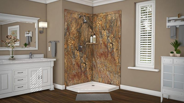 Crema Bordeaux Shower Wall Surround 5mm - 6 Kit Sizes available ( 35 Colors and Styles Available ) **Includes Delivery in Plumbing, Sinks, Toilets & Showers - Image 2