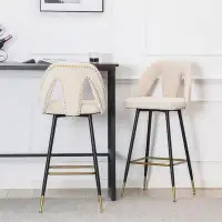 OVCRINBI Set Of 2 Bar Stool Collection Akoya Contemporary Velvet Upholstered Connor High 29" Stool Chair & Counter Stool