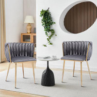 Everly Quinn Classic Velvet Fabric Dining Chair two-piece set with Ergonomically curved backrest and Sturdy legs
