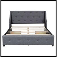 Red Barrel Studio Upholstered Platform Bed With Wingback Tufted Headboard And 4 Drawers