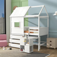 Harper Orchard Hockenberry Kids Twin Loft Bed with Drawers