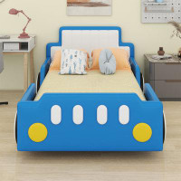 Ivy Bronx Twin Size Race Car-Shaped Platform Bed With Wheels
