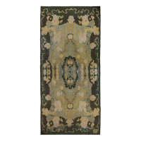 Bungalow Rose Antique Bessarabian Kilim In Green And Blue With Floral Pattern From Bungalow Rose