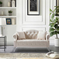 House of Hampton 59.4" Width Classic Chesterfield Velvet Loveseat Contemporary Upholstered Button Tufted Nailhead Trimmi