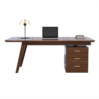 Recon Furniture 59.06" Burlywood Rectangular Solid Wood Desk,3-drawer