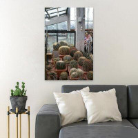 MentionedYou Green Cactus Plant On Brown Wooden Table - 1 Piece Rectangle Graphic Art Print On Wrapped Canvas