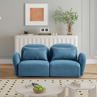 Ebern Designs Living Room Furniture Lazy Sofa Loveseat Teddy Fabric Light Green