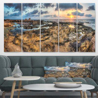 East Urban Home Sunset Over Wheat Field In Slovakia - Multipanel Photography Metal Wall Art