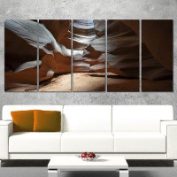Design Art Antelope Canyon Dark inside 5 Piece Wall Art on Wrapped Canvas Set