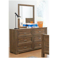 My Home Furnishings Logan 6 Drawer Double Dresser with Mirror