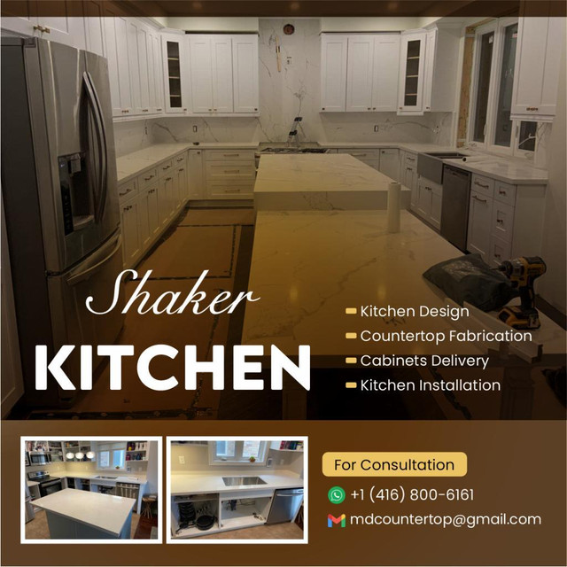 White Shaker Kitchen Cabinets & Countertops in Cabinets & Countertops in Hamilton