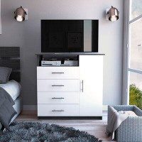 Ebern Designs Khenadi Peru 4 Drawer Dresser with Vertical Cupboard & Open Shelf