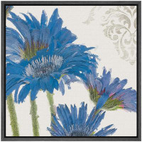 wall26 Textured Effect Paint Blue Gerbera with Flower Insignia Floral Plants Modern Art Chic Closeup