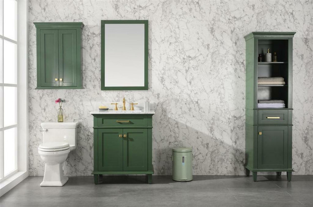 30, 36, 54, 60, 72 & 80 Green Vogue Vanity w 2 Top Choices  (Blue Limestone or Carrara White Marble)(Mirror, OJ & Linen) in Cabinets & Countertops - Image 2