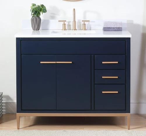 36, 42 & 60 Inch Navy Blue Finished Vanity with Quartz Top - Quartz Top w Vessel or NO Top  CFF in Cabinets & Countertops - Image 3