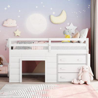 Harriet Bee Fanchon Twin 3 Drawer Loft Bed with Shelves by Bluesofa