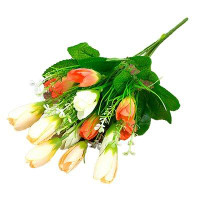 Primrue 1 Bouquet 15 Heads Artificial Flower Eco-Friendly Faux Silk Fake Tulip Bud Plant For Wedding Party Home Decor