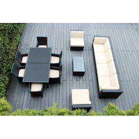 Ebern Designs Pavior 14 Piece Rattan Complete Patio Set with Cushions