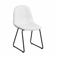 Ivy Bronx Dining Chair Grey Fabric Seat With Black Metal Legs