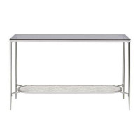 Orren Ellis Sofa Table With Textured Obround Shelf, Silver