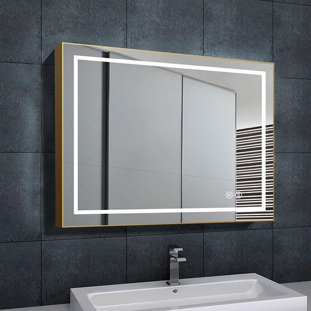 LED Bathroom Mirror (60, 48 or 36x28) w Touch Button, Anti Fog, Dimmable & Magnifier w Horizontal Mount in Floors & Walls - Image 4