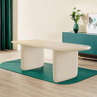 Latitude Run® 62.99" Creamy white Half-Round Manufactured Wood Dining Table