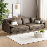 Hokku Designs 80.71" Coffee  Faux leather Standard Sofa cushion couch
