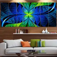 Design Art 'Blue Green Fractal Stained Glass' Graphic Art Print Multi-Piece Image on Canvas
