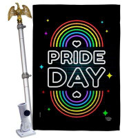 Ornament Collection Neon Pride Day House Flag Set Support 28 X40 Inches Double-Sided Decorative Decoration Yard Banner