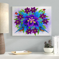 Ebern Designs 'Purple Flowers' Oil Painting Print on Wrapped Canvas